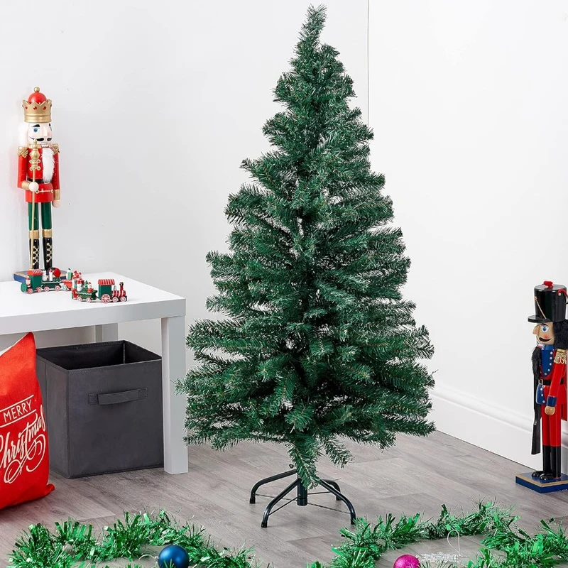 Albero di Natale verde apertura tradizionale base in plastica robusta per interni Pila