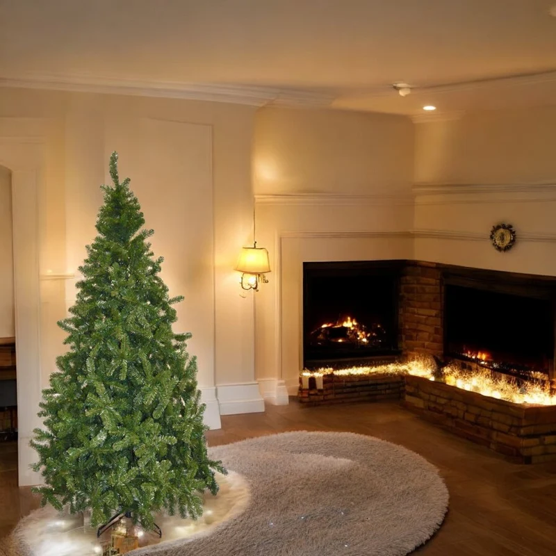 Albero di natale campiglio artificiale verde con apertura ad ombrello e base in resina Gardena