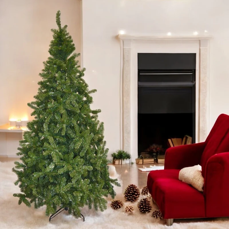 Albero di natale campiglio artificiale verde con apertura ad ombrello e base in resina Gardena