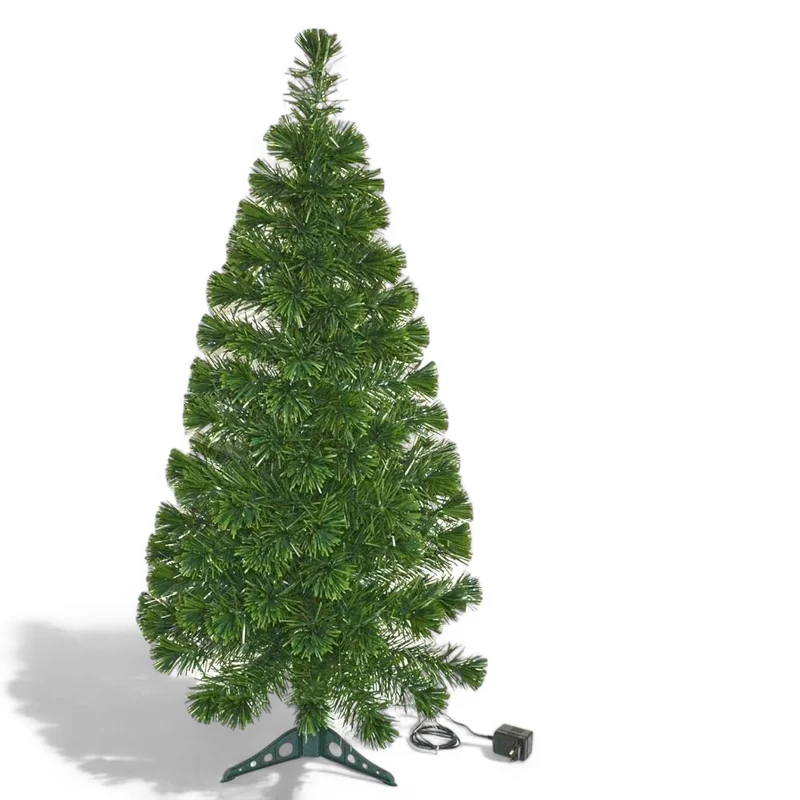 Albero di natale a fibre ottiche multicolore interno con base in resina Livigno