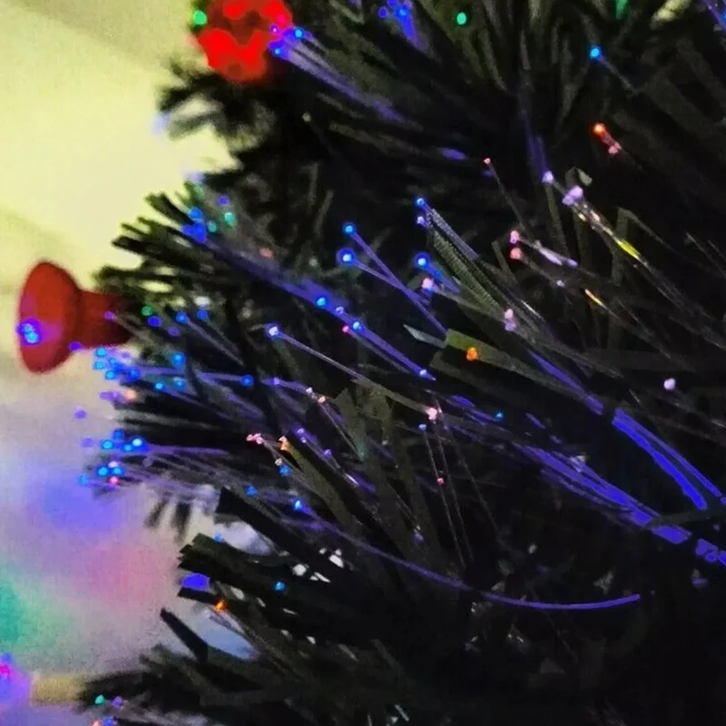 Albero di natale a fibre ottiche multicolore interno con base in resina Livigno