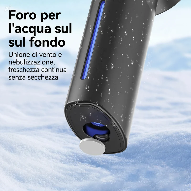 (G106)Mini Ventilatore Portatile con Nebulizzatore e Umidificatore – Raffrescatore USB Ricaricabile con 5 Velocità Touch, Design Compatto e Leggero (150g) – Ideale per Ufficio, Auto, Casa e Outdoor