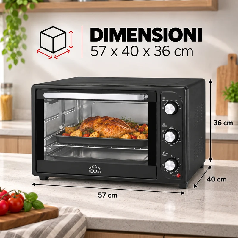 Forno Elettrico Ventilato 45 Litri 2000W Con Timer e Spia Luminosa DCG MB9845N
