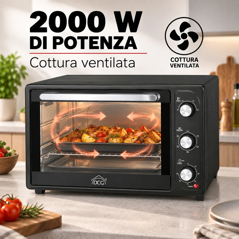 Forno Elettrico Ventilato 45 Litri 2000W Con Timer e Spia Luminosa DCG MB9845N