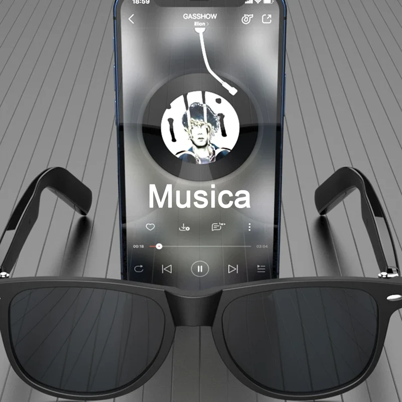 (sg-23 nero)Occhiali Smart Bluetooth Ascolta Musica e Rispondi alle Chiamate con un Design Unico Touch Control