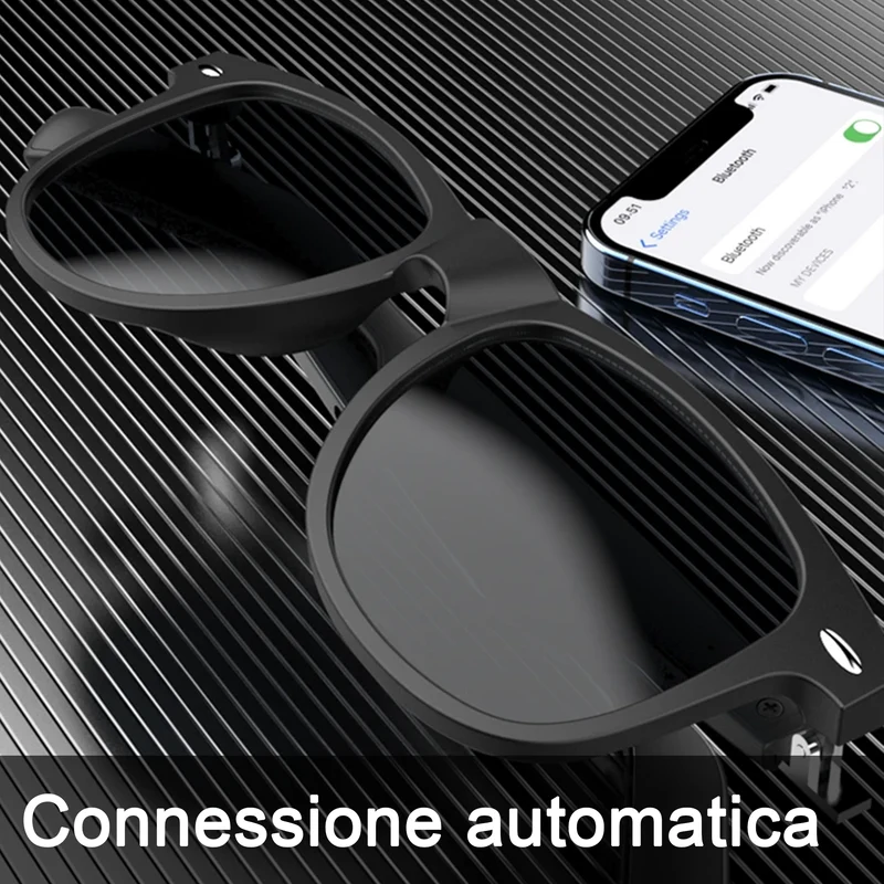 (sg-23 nero)Occhiali Smart Bluetooth Ascolta Musica e Rispondi alle Chiamate con un Design Unico Touch Control