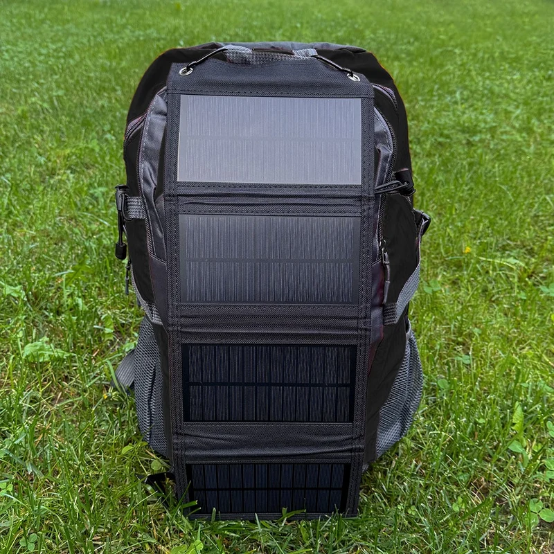 ( Z1 )Zaino con Pannello Solare 20W USB 5V Zaino Trekking 40 Litri Impermeabile per Escursionismo, Ciclismo, Moto, Travel Unisex Adulto (Nero)