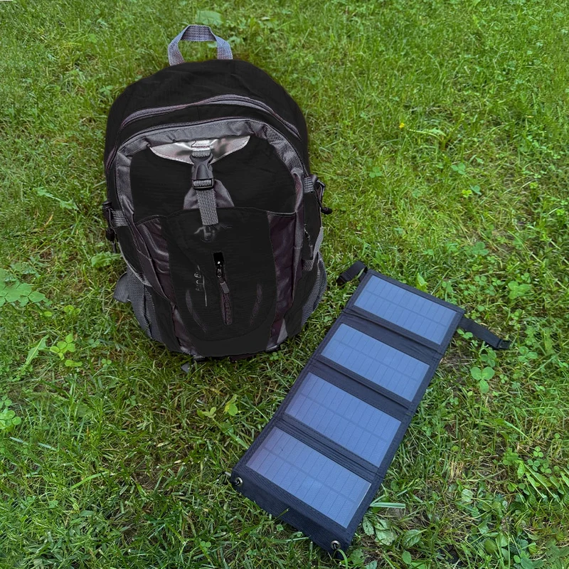 ( Z1 )Zaino con Pannello Solare 20W USB 5V Zaino Trekking 40 Litri Impermeabile per Escursionismo, Ciclismo, Moto, Travel Unisex Adulto (Nero)