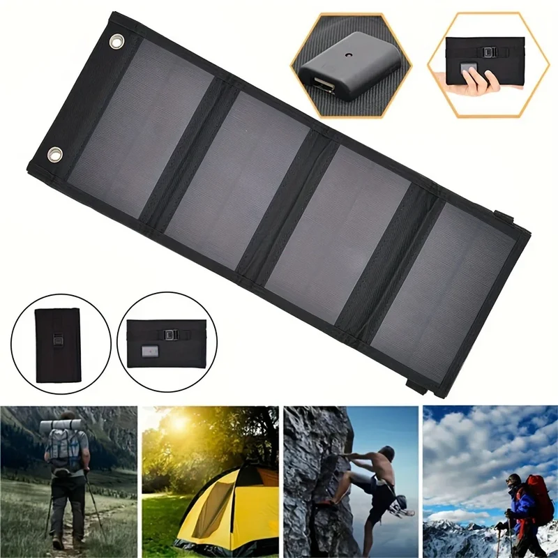 ( Z1 )Zaino con Pannello Solare 20W USB 5V Zaino Trekking 40 Litri Impermeabile per Escursionismo, Ciclismo, Moto, Travel Unisex Adulto (Nero)
