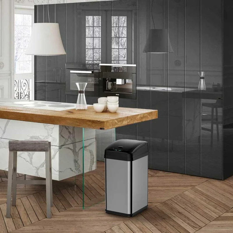 Pattumiera Automatica cn Sensore Elettrico 38Lt Bidone Spazzatura Cucina Acciaio