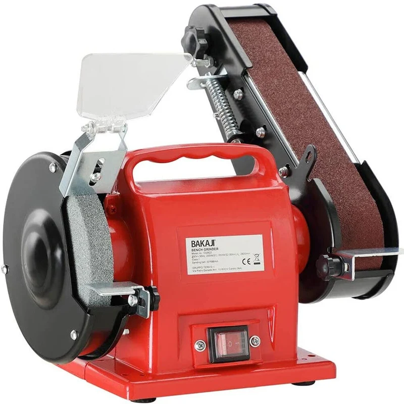 Smerigliatrice da Banco Mola Combinata con Disco e Levigatrice a Nastro 250W
