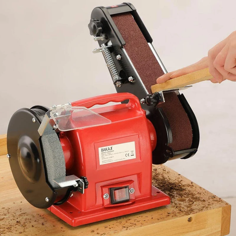 Smerigliatrice da Banco Mola Combinata con Disco e Levigatrice a Nastro 250W
