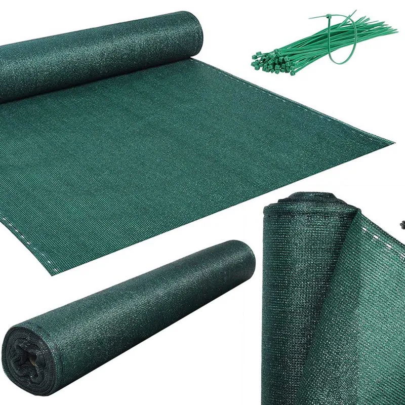 Telo Ombreggiante 1x15Mt Rete Ombra 90% Frangivento Frangivista Verde + Fascette