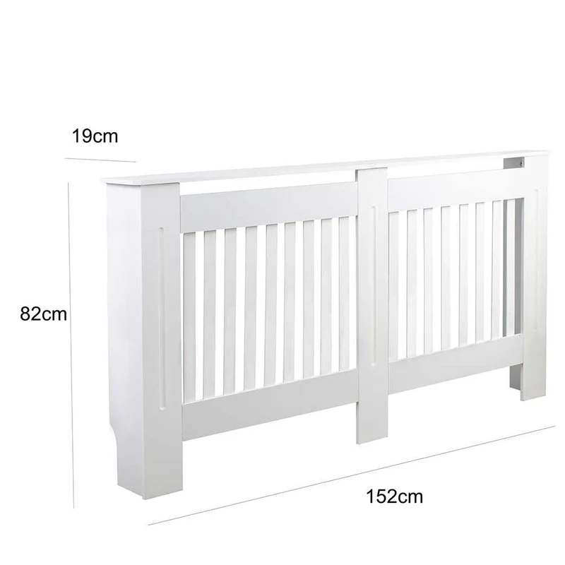 Copritermosifone in Legno MDF 152x19x82cm Copertura Radiatore Calorifero Bianco
