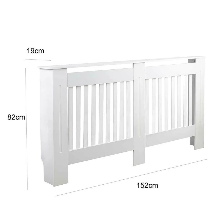 Copritermosifone in Legno MDF 152x19x82cm Copertura Radiatore Calorifero Bianco