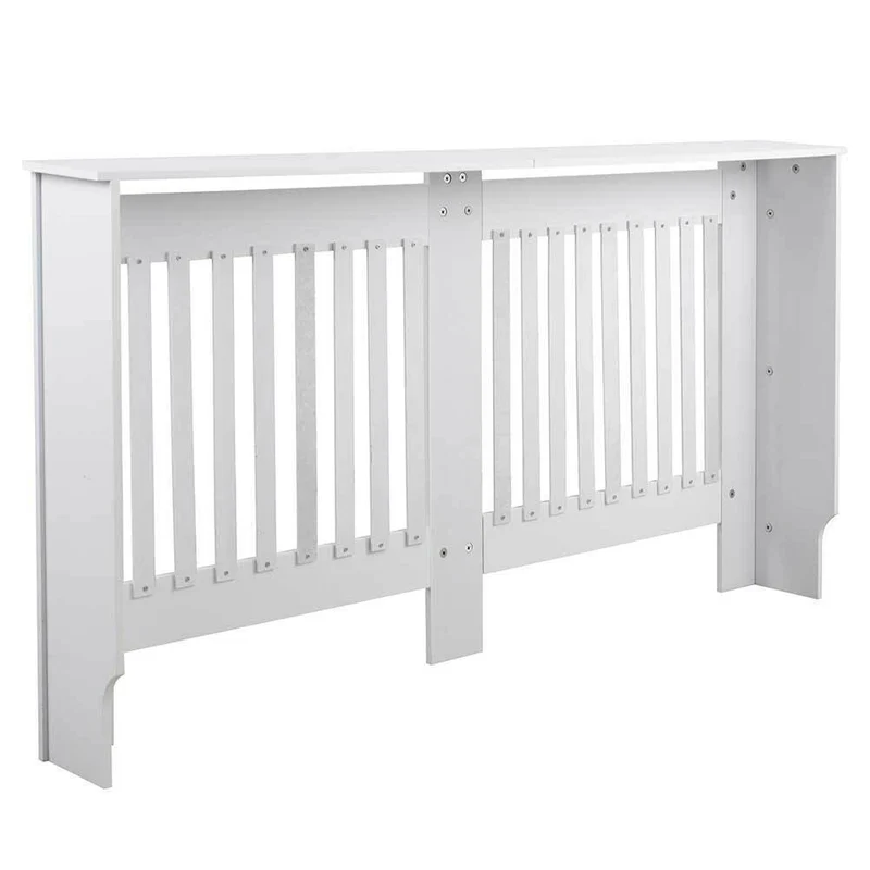 Copritermosifone in Legno MDF 152x19x82cm Copertura Radiatore Calorifero Bianco