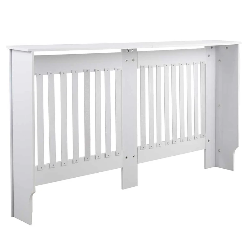 Copritermosifone in Legno MDF 152x19x82cm Copertura Radiatore Calorifero Bianco
