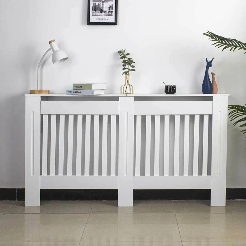 Copritermosifone in Legno MDF 152x19x82cm Copertura Radiatore Calorifero Bianco