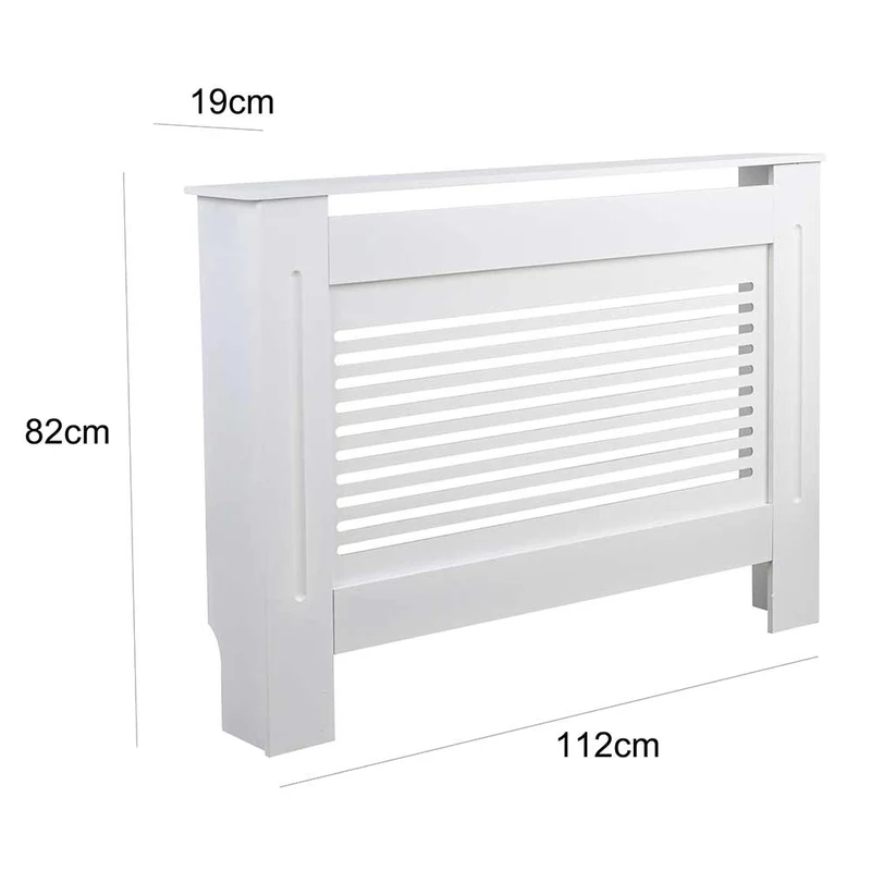 Copritermosifone in Legno MDF 112x19x82cm Copertura Radiatore Calorifero Bianco
