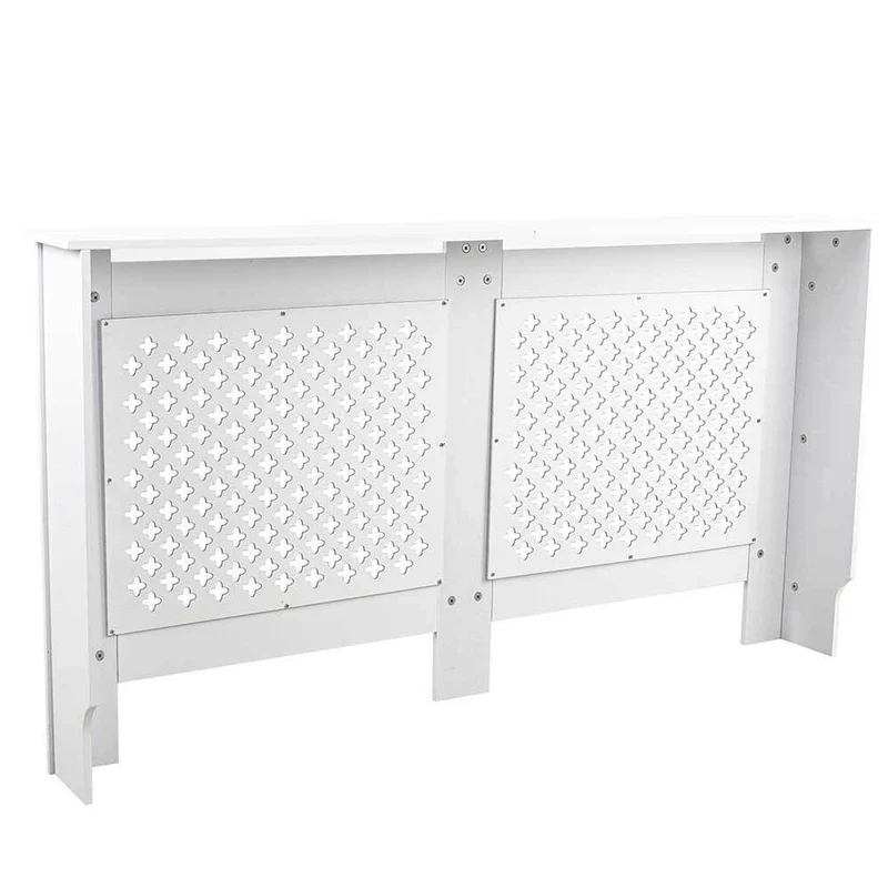 Copritermosifone in Legno MDF 152x19x82cm Copertura Radiatore Calorifero Bianco