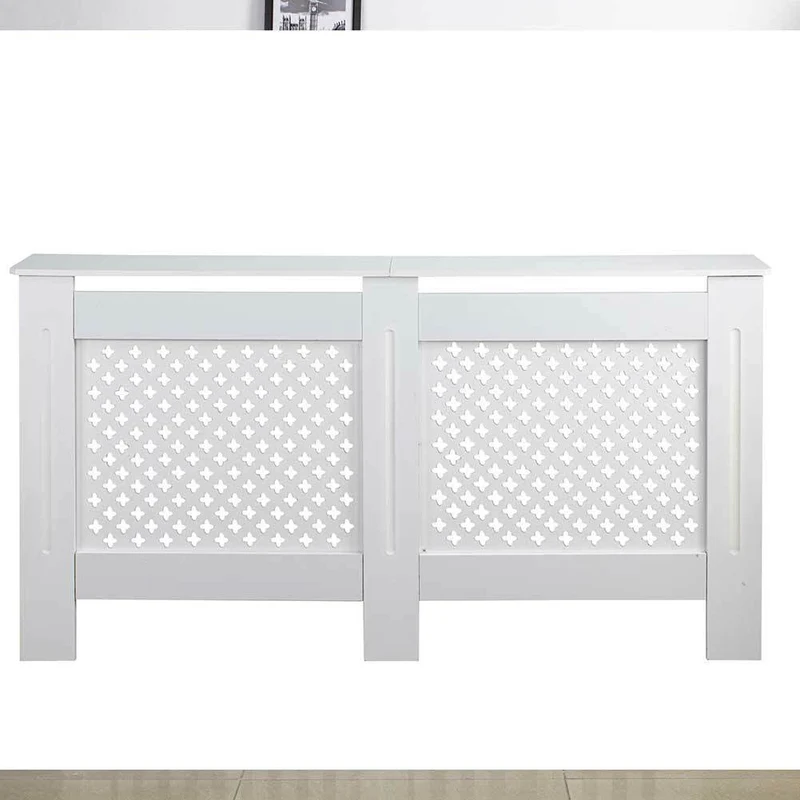 Copritermosifone in Legno MDF 152x19x82cm Copertura Radiatore Calorifero Bianco