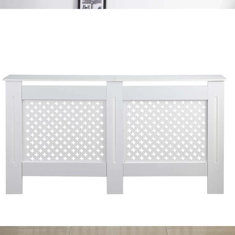 Copritermosifone in Legno MDF 152x19x82cm Copertura Radiatore Calorifero Bianco