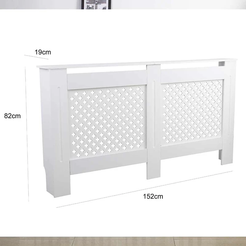 Copritermosifone in Legno MDF 152x19x82cm Copertura Radiatore Calorifero Bianco