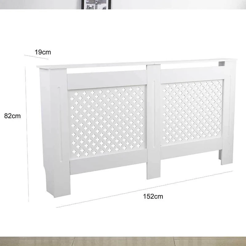 Copritermosifone in Legno MDF 152x19x82cm Copertura Radiatore Calorifero Bianco