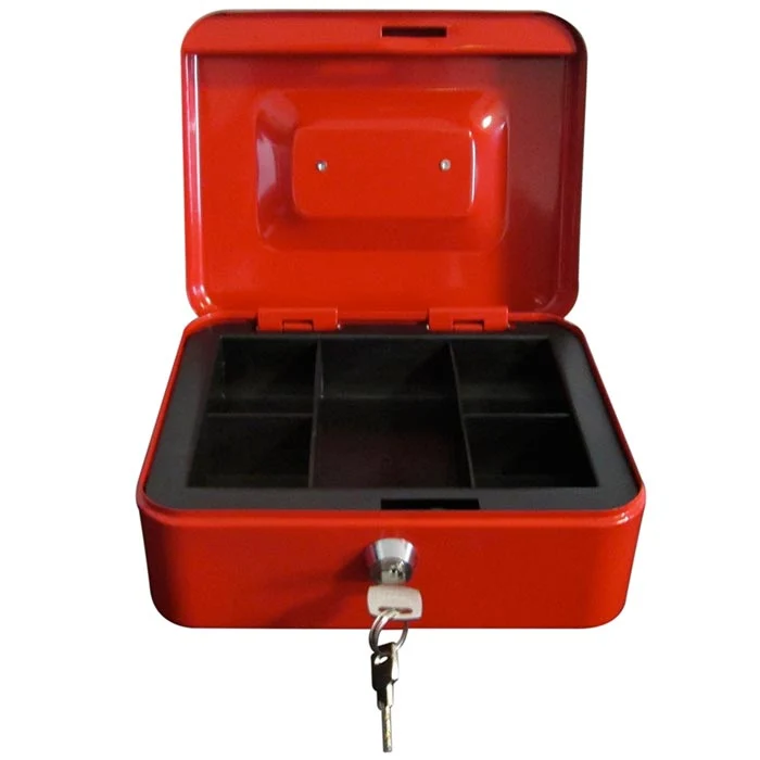 CASSETTA DI SICUREZZA PORTAVALORI CON VASSOIO PORTAMONETE + 2 CHIAVI 15 X 11 CM