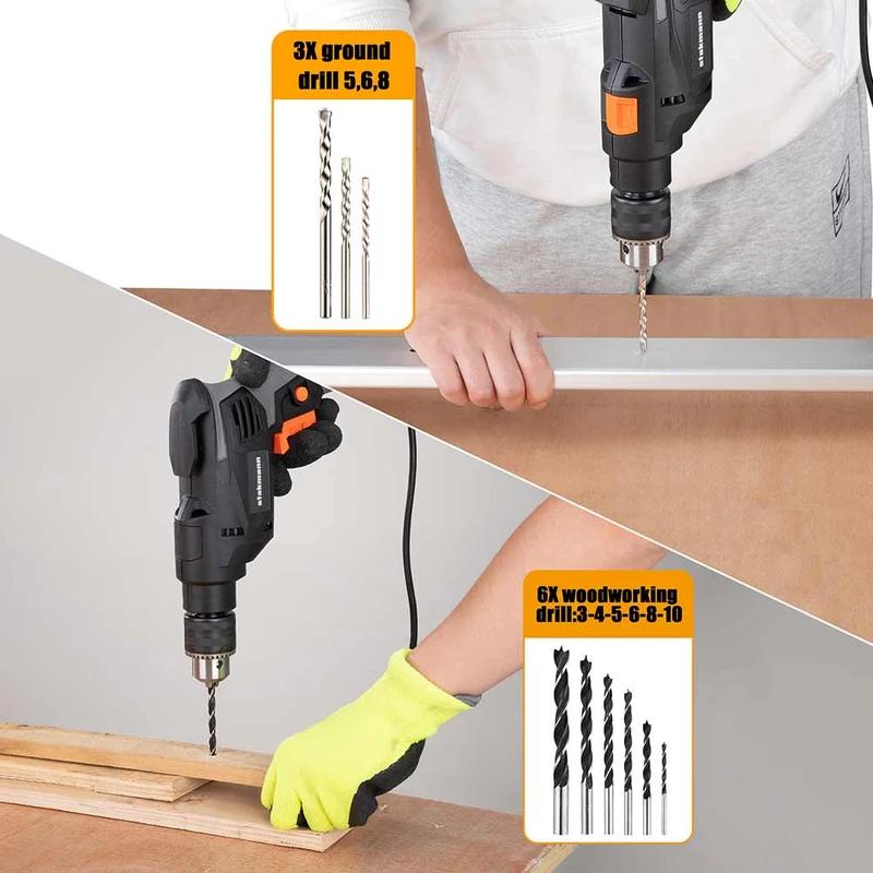 Valigetta Attrezzi 41pz con Trapano Elettrico a Percussione 710W 3000rpm 13mm
