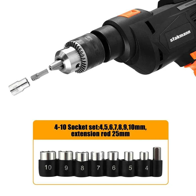 Valigetta Attrezzi 35pz con Trapano Elettrico a Percussione 710W 3000rpm 13mm