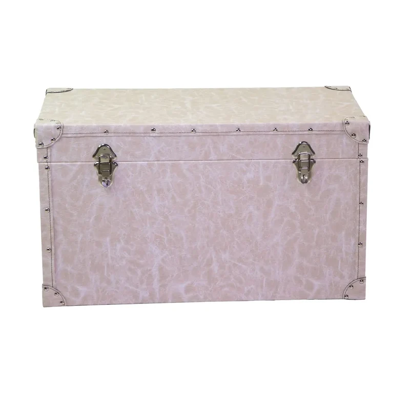 Baule Ecopelle Crema Rettangolare 80x40x50 Cm