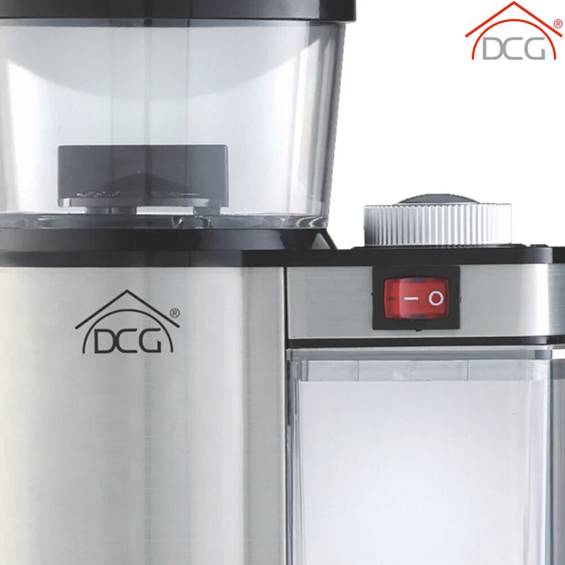 Macinacaffè Elettrico DCG Macina Trita Chicchi Caffè 120W Timer+Spazzola Pulizia