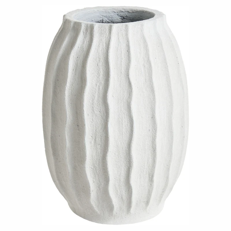 Portavaso Bianco in Cemento e Fibra di Vetro 35 x 49 cm per Interni ed Esterni