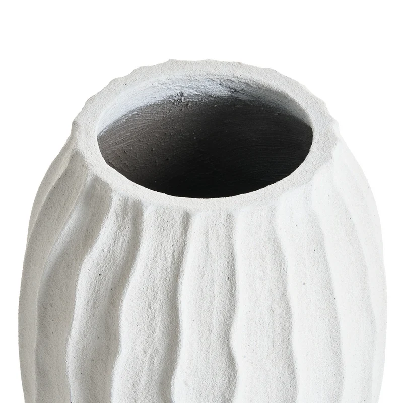 Portavaso Bianco in Cemento e Fibra di Vetro 35 x 49 cm per Interni ed Esterni