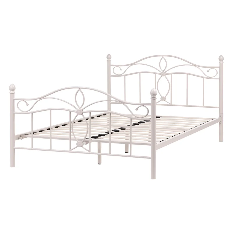 Struttura Letto in Metallo beige chiaro con Doghe Design Vintage 140 x 200 cm