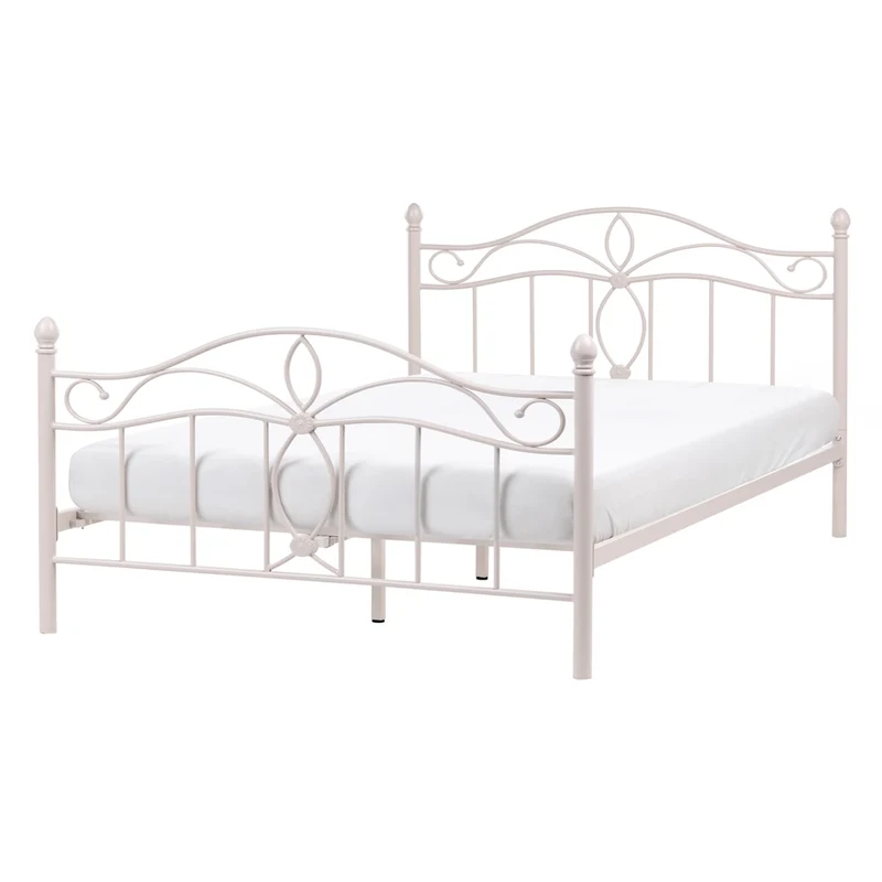 Struttura Letto in Metallo beige chiaro con Doghe Design Vintage 140 x 200 cm