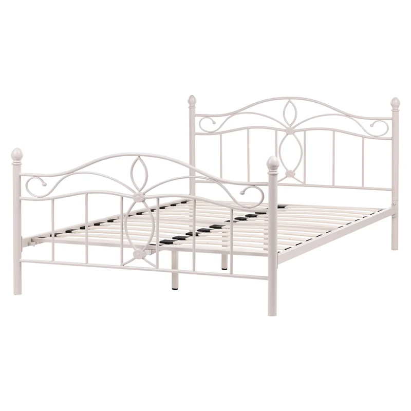 Struttura Letto in Metallo beige chiaro con Doghe Design Vintage 160 x 200 cm