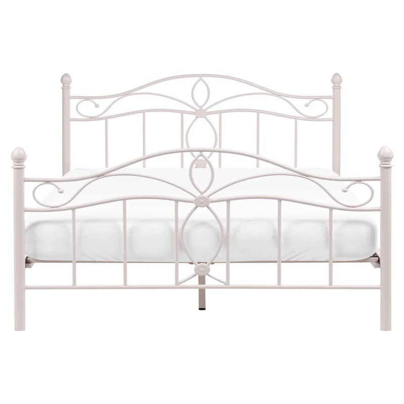 Struttura Letto in Metallo beige chiaro con Doghe Design Vintage 160 x 200 cm