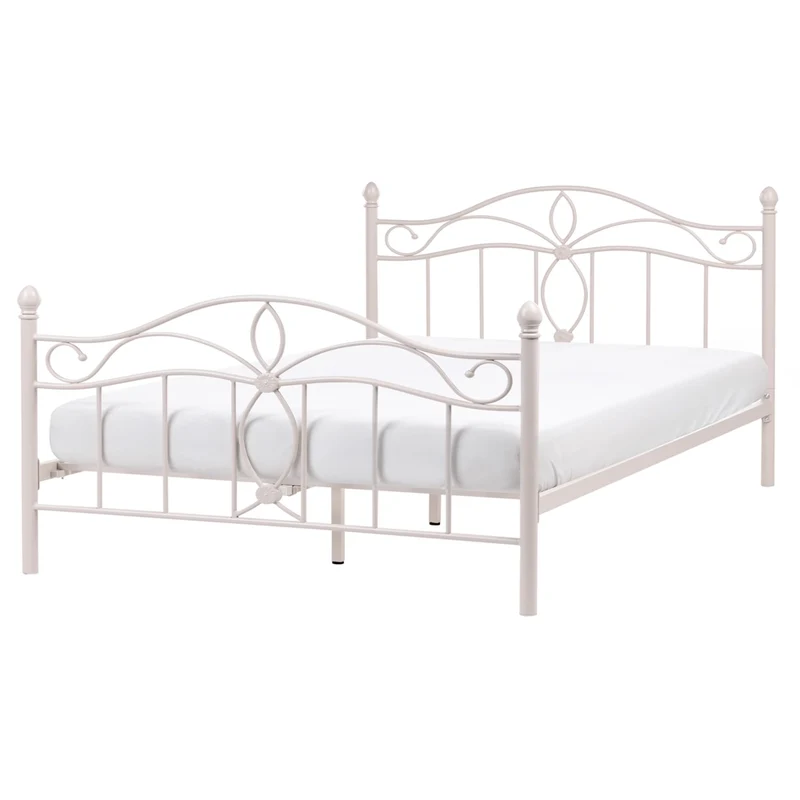 Struttura Letto in Metallo beige chiaro con Doghe Design Vintage 160 x 200 cm