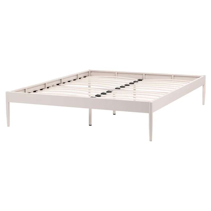 Letto matrimoniale con rete a doghe compensato e metallo 160 x 200 cm beige chiaro stile moderno minimalista