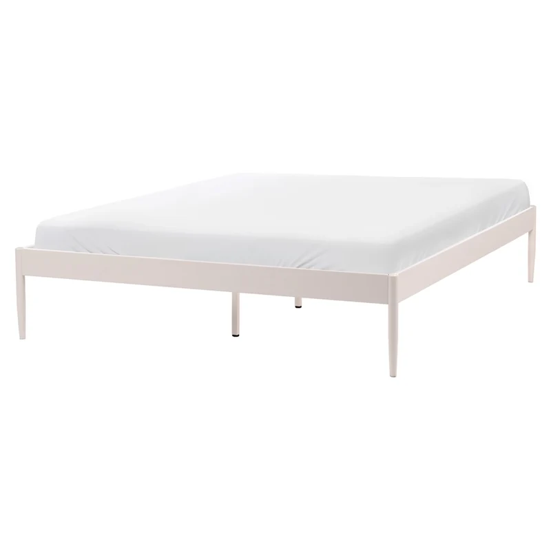 Letto matrimoniale con rete a doghe compensato e metallo 160 x 200 cm beige chiaro stile moderno minimalista