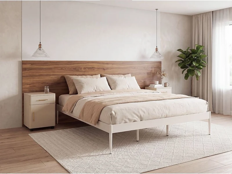 Letto matrimoniale con rete a doghe in metallo nero 180 x 200 cm stile moderno industriale