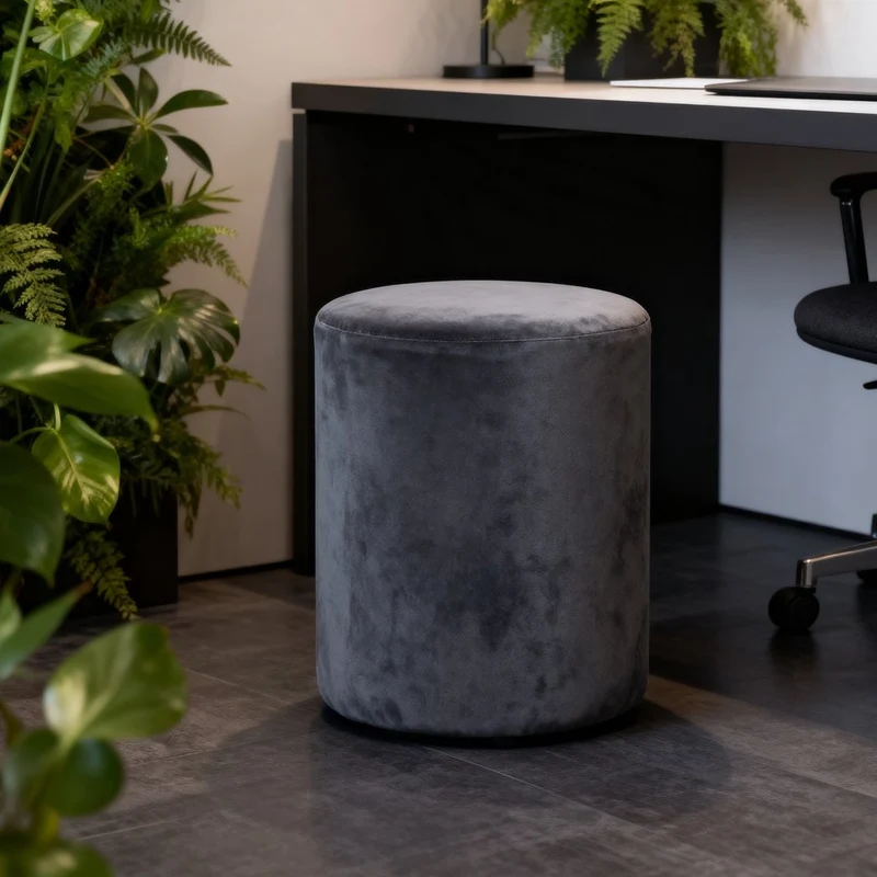 Pouf Poggiapiedi 28x36 cm con Rivestimento in Velluto Grigio Seduta Ergonomica