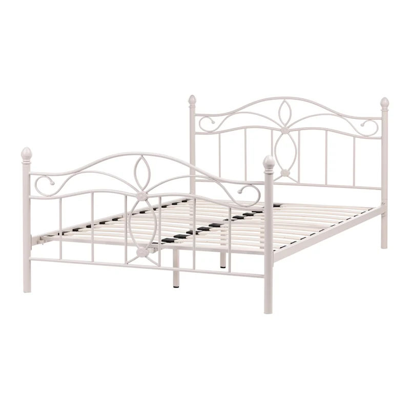 Struttura Letto in Metallo beige chiaro con Doghe Design Vintage 120 x 200 cm
