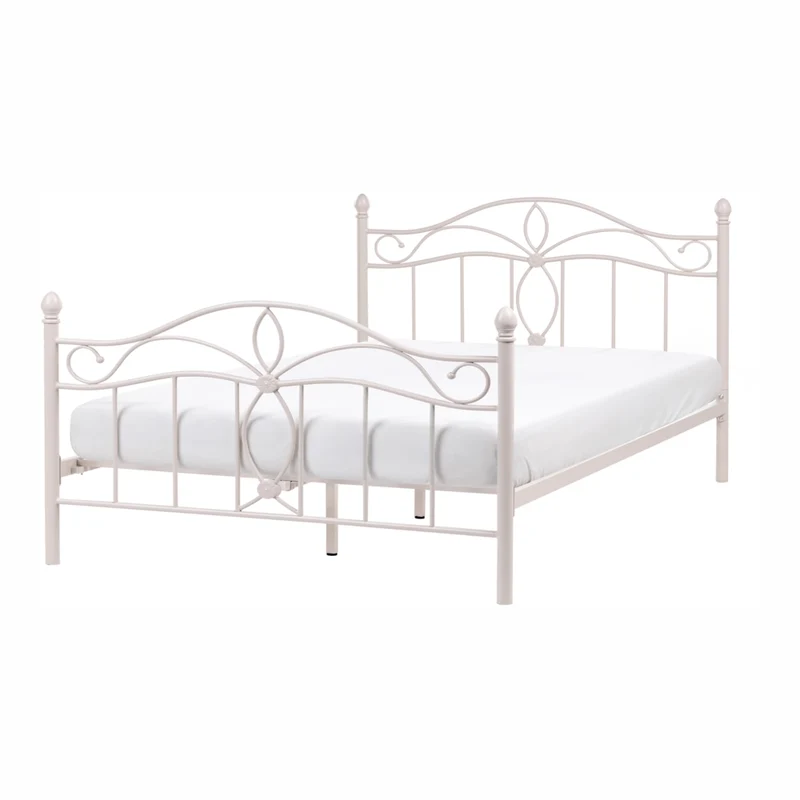 Struttura Letto in Metallo beige chiaro con Doghe Design Vintage 120 x 200 cm