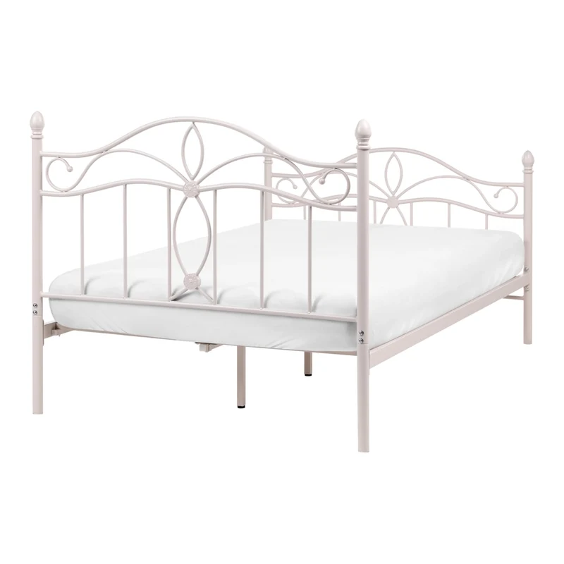 Struttura Letto in Metallo beige chiaro con Doghe Design Vintage 120 x 200 cm