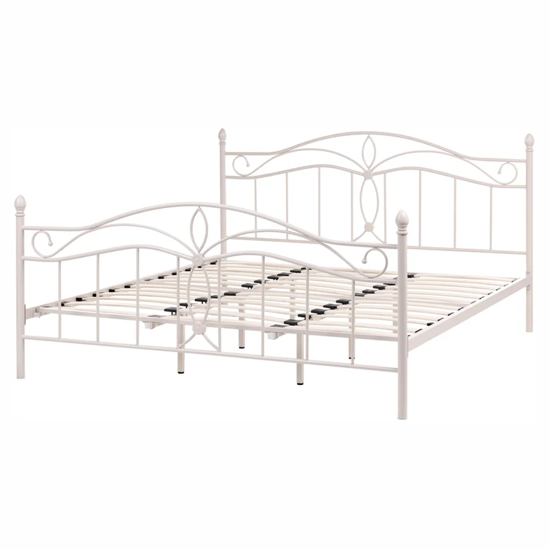 Struttura Letto in Metallo beige chiaro con Doghe Design Vintage 180 x 200 cm