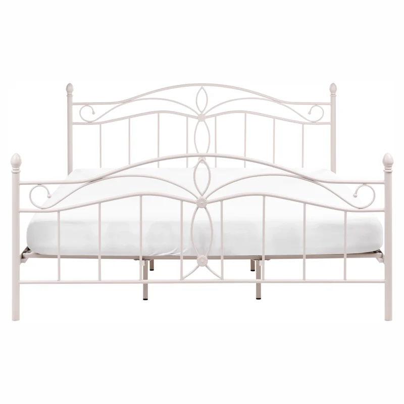 Struttura Letto in Metallo beige chiaro con Doghe Design Vintage 180 x 200 cm