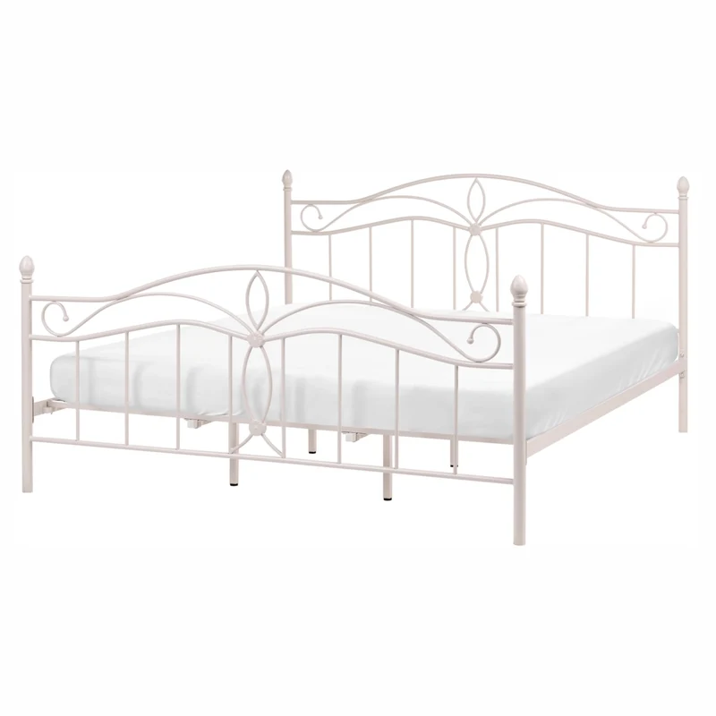 Struttura Letto in Metallo beige chiaro con Doghe Design Vintage 180 x 200 cm